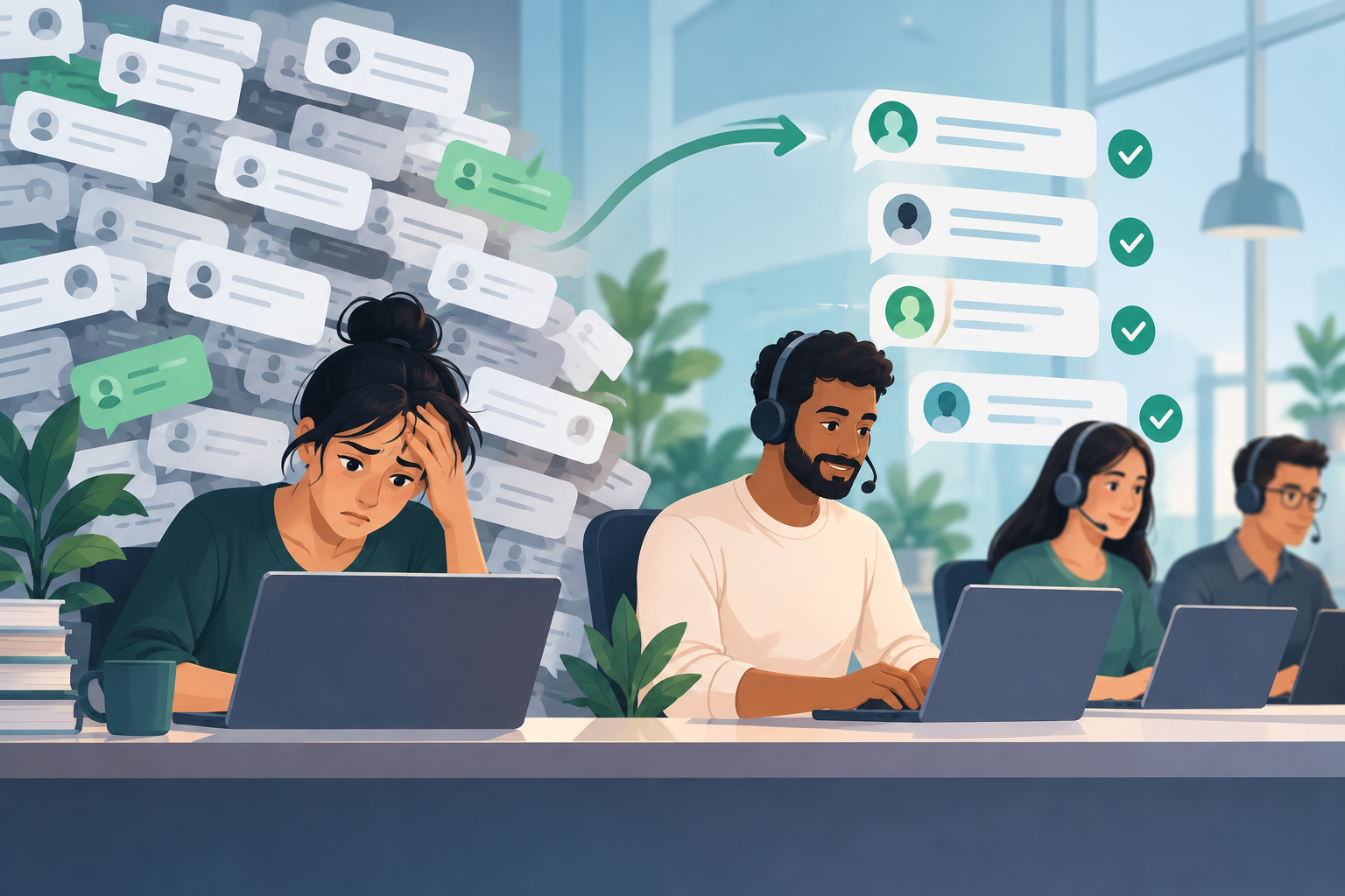 Illustration for Clearing Customer Chat Backlog: How to Manage High-Volume Inboxes Without Burning Out Agents
