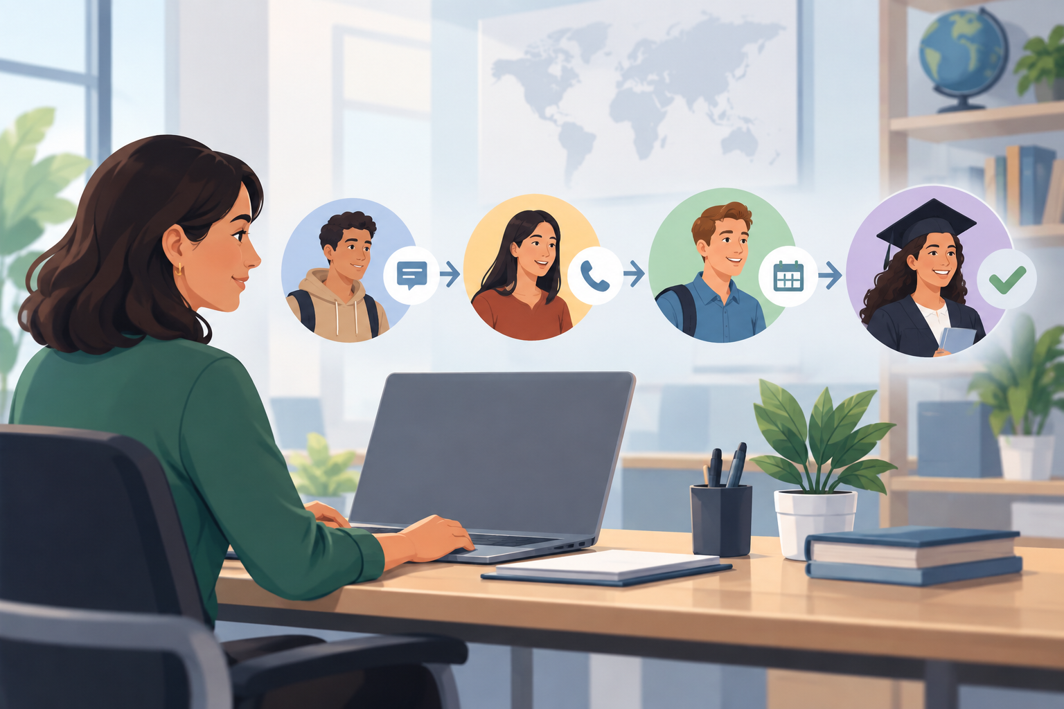 Illustration: Moving Applicants Through the Admissions Pipeline with CRM Context
