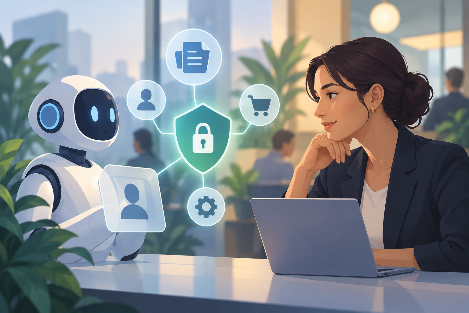 Illustration: Maintaining trust, context, and control when an AI acts on a customer's behalf